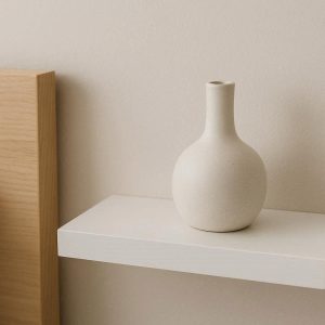 1 With Bedside Table Minimalist Home Style Small Round Ceramic Vase with Narrow Neck Modern Decorative Accent for Bathroom Shelf
