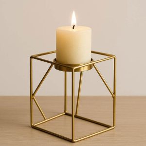 12 Elegant Brass Gold Pillar Candle Stand Geometric Metal Candlestick for Nordic Style Home Decor