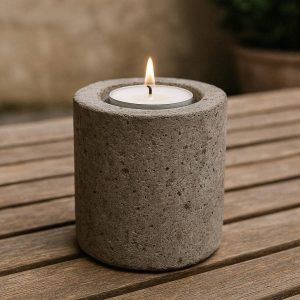 14 Rustic Concrete Pillar Candle Base Industrial Minimalist Cement Tealight Holder for Outdoor Patio Table