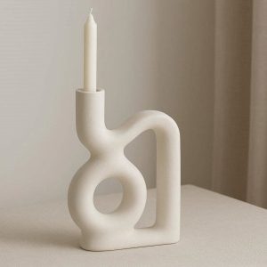 16 Chic Ceramic White Abstract Shape Candlestick Holder Nordic Minimalist Art Vase for Dining Room