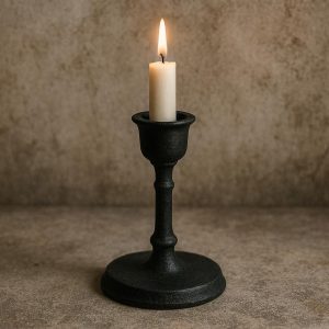 18 Vintage Black Cast Iron Candle Stand Heavy Duty Minimalist Candlestick Holder for Halloween Tabletop
