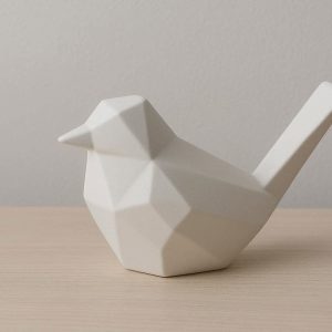 23 Minimalist Geometric Ceramic Bird Figurine Matte White Animal Statue Modern Creative Desktop Ornament For Office