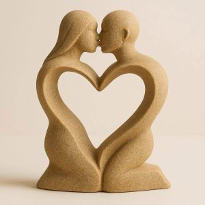 24 Modern Sandstone Kissing Lovers Sculpture Abstract Romantic Couple Figurine Creative Anniversary Gift For Bedroom Decor