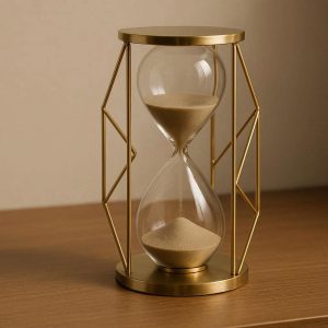 28 Luxury Brass Geometric Hourglass Timer Minimalist Metal Sand Glass Ornament Elegant Desktop Decor For Study Room