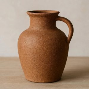 7 Rustic Terracotta Style Ceramic Vase Minimalist Earthy Tone Decorative Jug for Farmhouse Kitchen and Living Room Table Ornament
